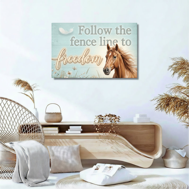 «Horse Freedom», reproduction d'art sur toile, ensemble de 1, Wrapped Canvas, 32"H x 48"W