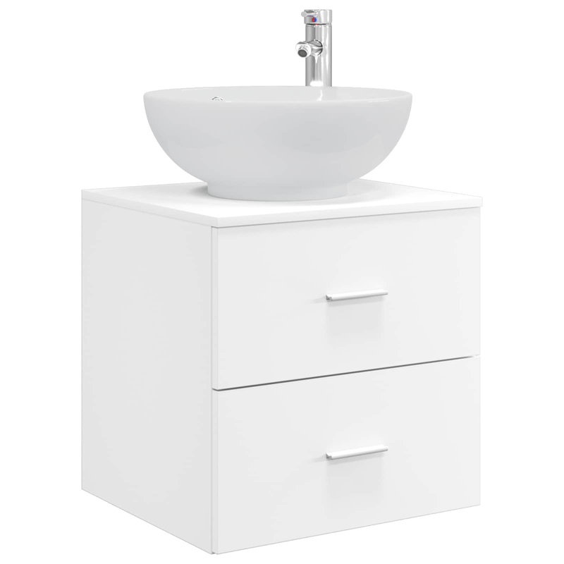 Single Bathroom Vanity with Ceramic Basin, White