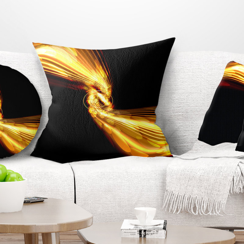 Lignes dorées et cercles lumineux - coussin imprimé abstrait, 16 po x 1 po, Coussin décoratif
