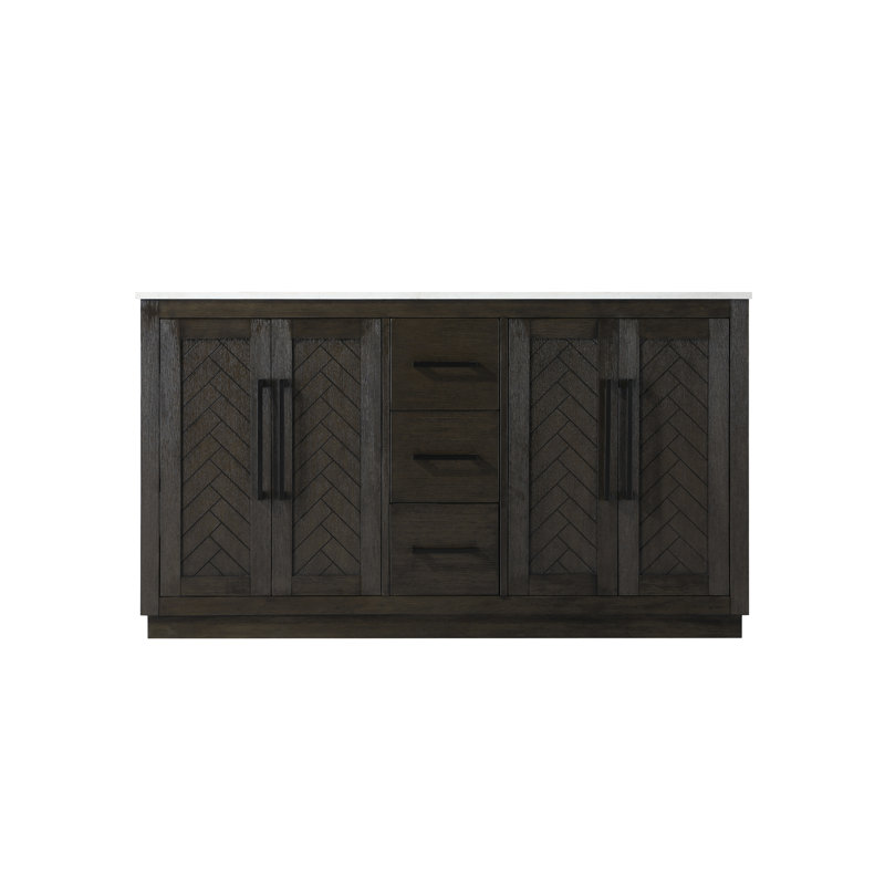 Meuble-lavabo double 72 po, Chêne chocolat, 60"