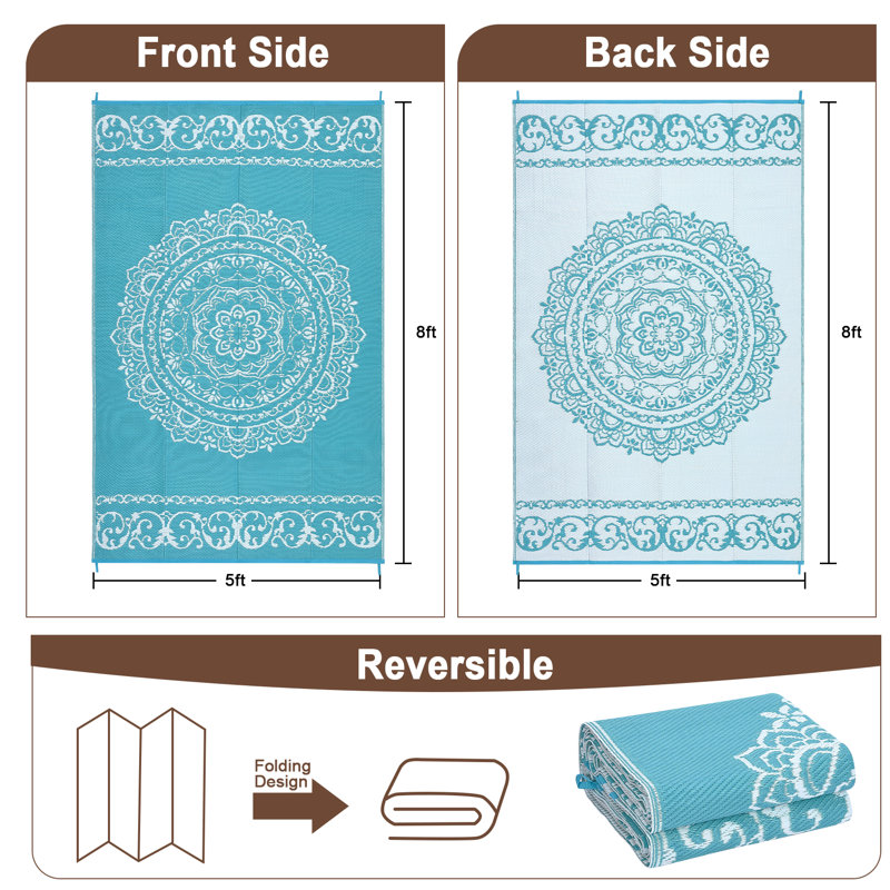 Tapis d'extérieur imperméable 9x12, Rectangle 9 pi x 12 pi, Noir / blanc