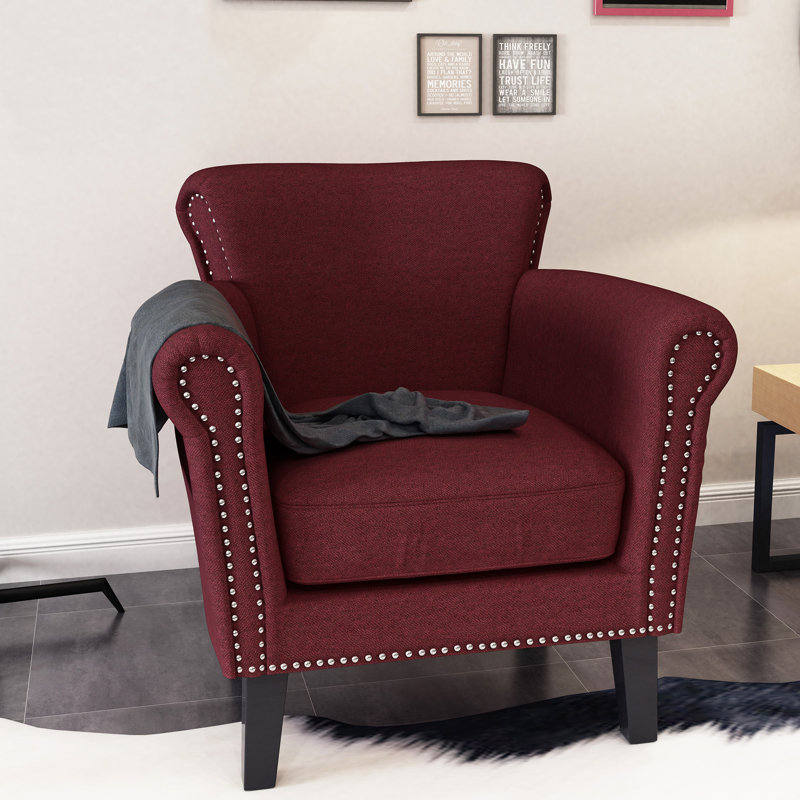 Hannon Upholstered Armchair, Wine Polyester Blend