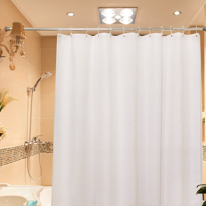Adjustable Chrome Aluminum Tension Shower Curtain Rod with PVC End Caps