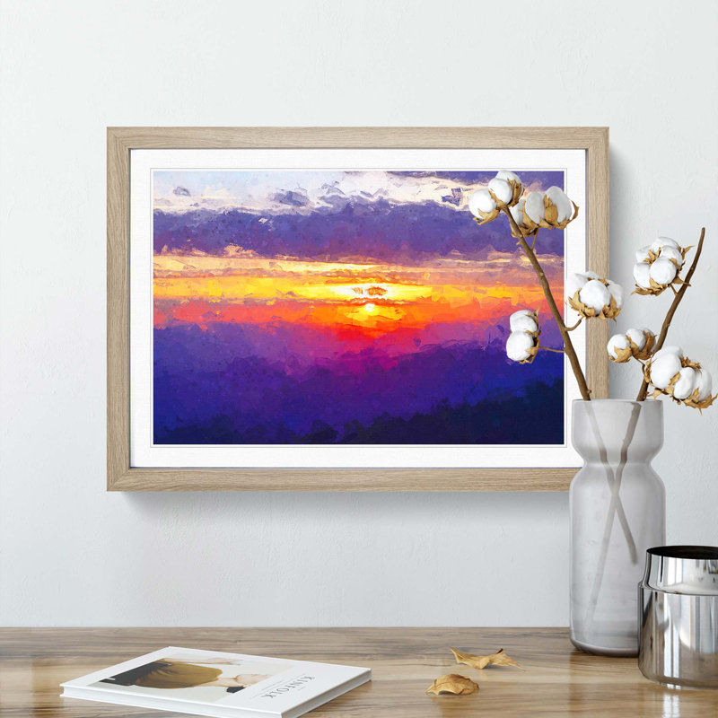 Cloudy Sunset in Abstract - Picture Frame Graphic Art Print, 27cm H x 36cm W x 2cm D, Oak Framed