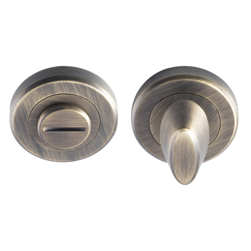 Serozzetta Turn and Release 2 Piece Rose Set, Antique Brass
