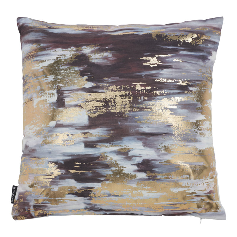 Andrine 18" Navy and Gold Square Pillow