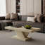 Table basse moderne de 47 po à pieds croisés, conception robuste en forme de X, placage en bois massif, grande table centrale de salon avec amplement d'espace de rangement, chêne délavé-1085086729