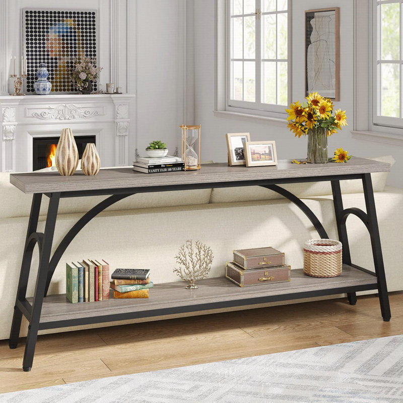 Merga 70.86'' Console Table, Gray/Black