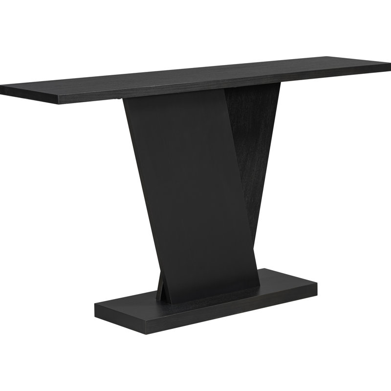 Console avec placage naturel, look minimaliste élégant pour n'importe quelle pièce, large plateau de table, base en V robuste, table en placage de bois facile à assembler, chambre à coucher de conception moderne, espace de présentation généreux,