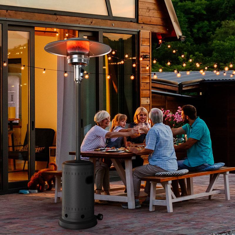 48000 BTU Propane Standing Patio Heater, Silver/Black