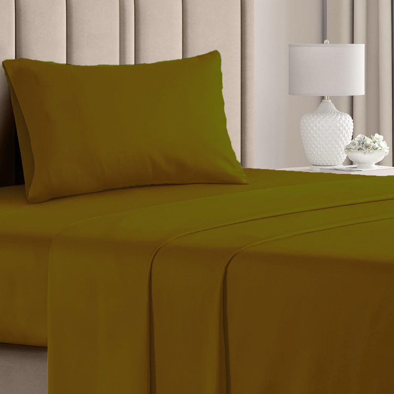  Ensemble de draps en rayonne de bambou 4 pièces Premium Luxury, Ensemble de draps pour lit simple avec deux taies , Sauge