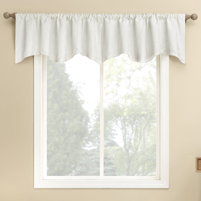 Bronte Floral Jacquard 100% Blackout Rod Pocket Curtain Valance, Ivory