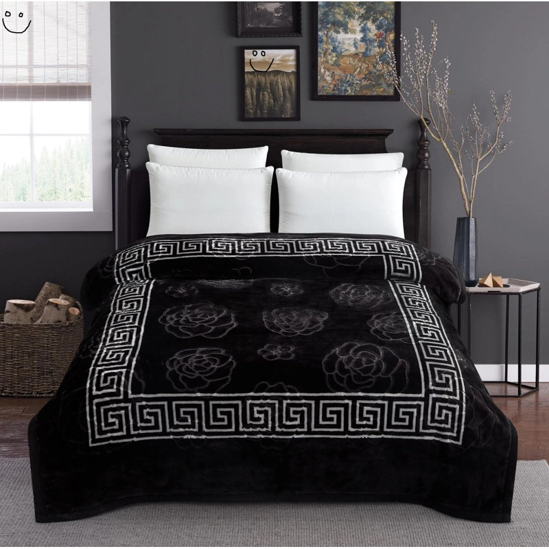 Flatweave Throw Blanket, Black Geometric