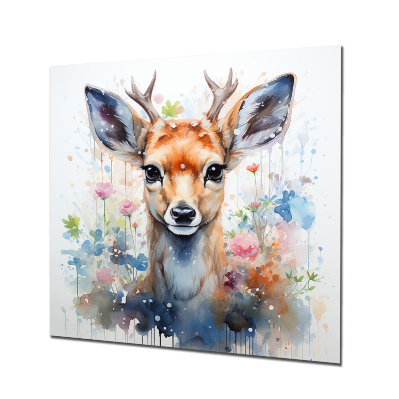 Portrait de cerf sauvage II, H 16 po x l 16 po x P 1 po