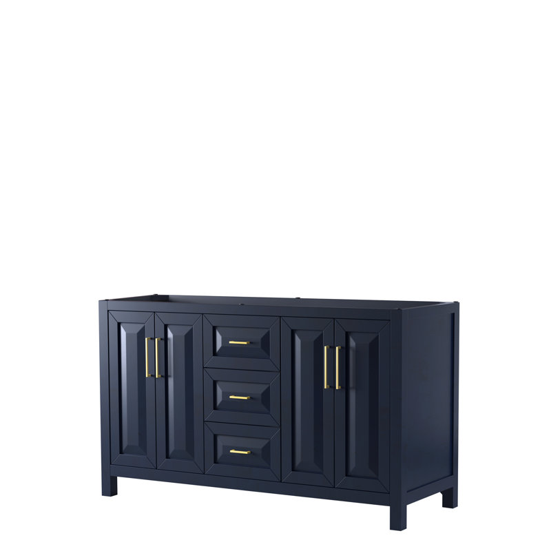 Daria 60'' W Double Vanity, White, White Cultured Marble, Brushed Gold