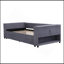 Lit simple tapissier avec rangement et lit gigogne simple, ports de chargement USB, velours français