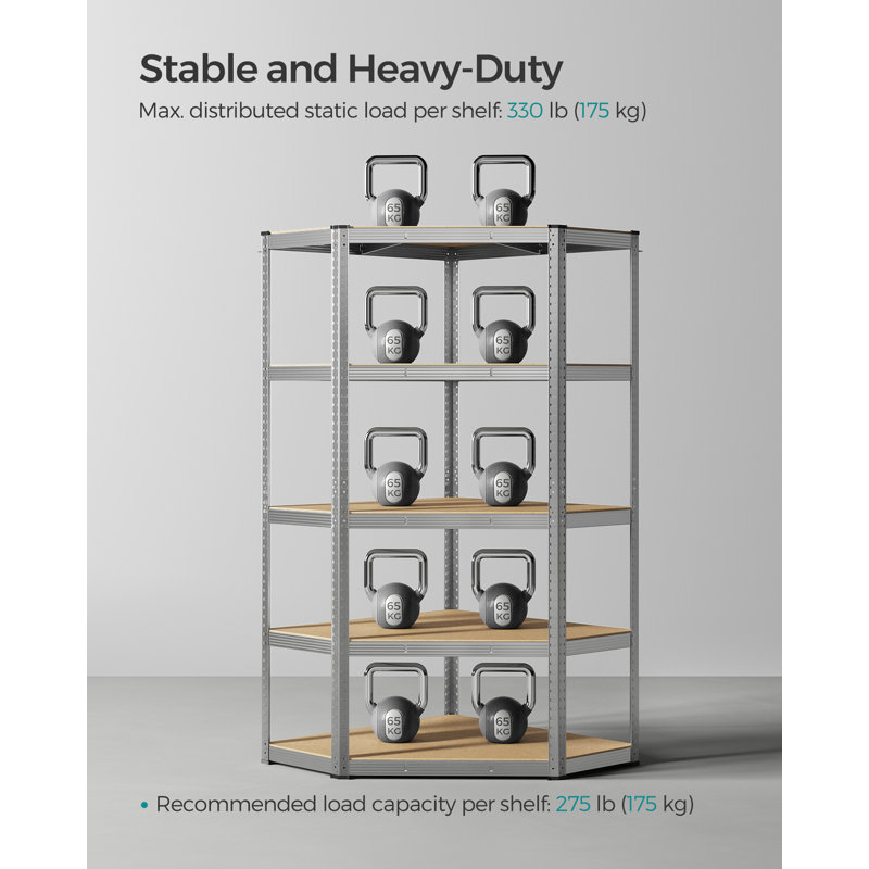 Alandis Metal Height -Adjustable Shelving Unit, Silver, 180cm H x 90cm W x 90cm D