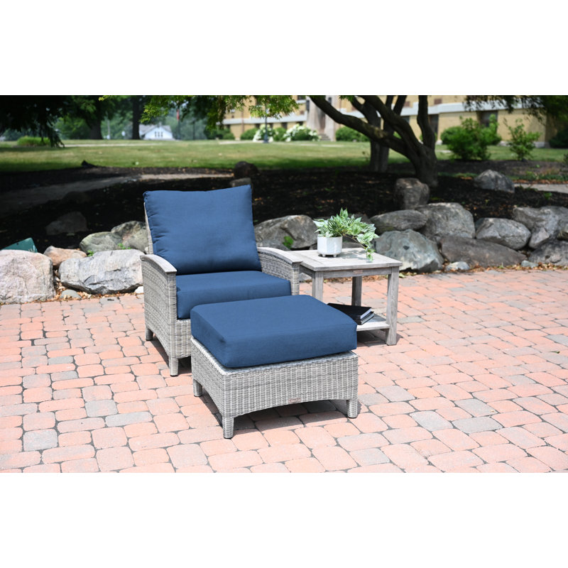Bella Wicker Teak Outdoor Lounge Chair, Gray, Canvas Regatta Sunbrella® Canvas