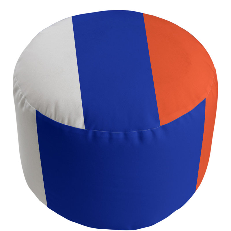 Repose-pieds cubique rond à rayures 20,5", Blanc / bleu / orange
