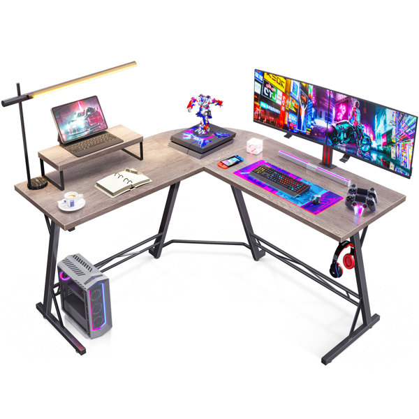 Bestier Small Gaming Desk with Monitor Stand, 42 inch LED Computer Desk, Gamer Workstation
