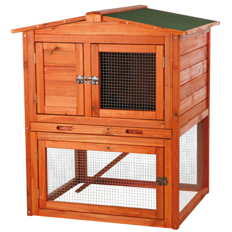 Cage à lapin simple surélevée avec grande rampe, rampe, idéale pour les lapins ou les cochons d'Inde