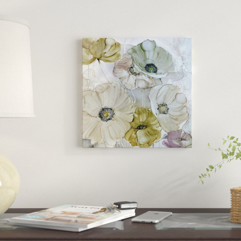 Coquelicots irisés, reproduction sur toile, H 26 po x l 26 po x P 1,5 po, Toile tendue, Pas de tapis