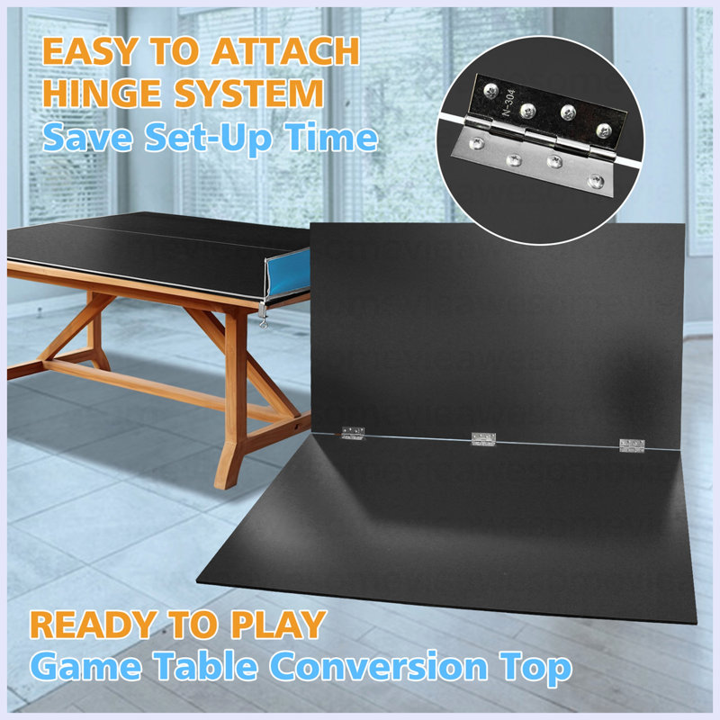 Plateau de table de tennis de table pliable et portatif de taille moyenne 8 pi noir pour jeux d'intérieur, Noir