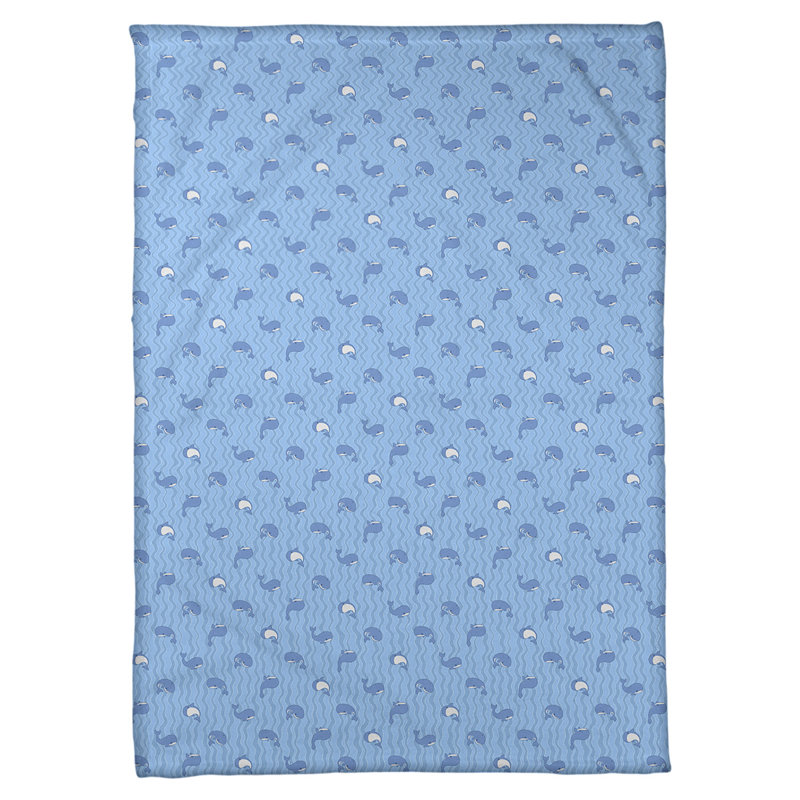 Couverture Katelyn Elizabeth Whales, L 62,5 po x L 82,5 po, Bleu