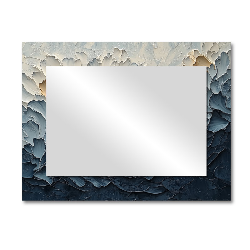 Illusion de pétales de fleurs délicates jaunes et bleues II - art mural en miroir - imprimé sur métal, 30 po x 40 po