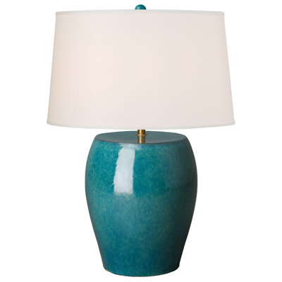 Lampe de table tabouret de jardin 35 po sarcelle en céramique Seiji