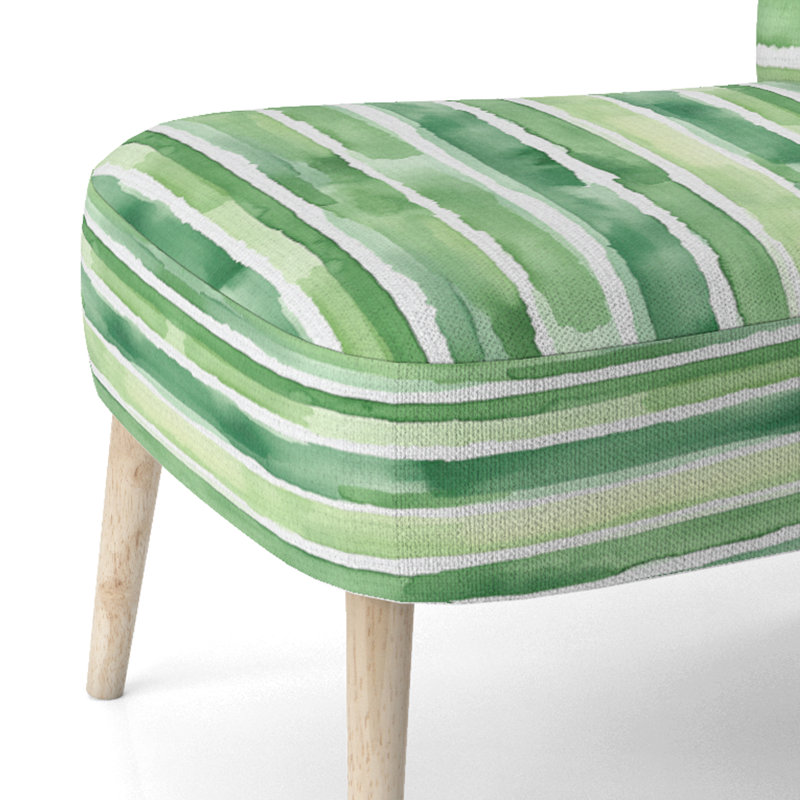 Chaise rembourrée rayée - vert et blanc, Chaise d'appoint sans accoudoirs