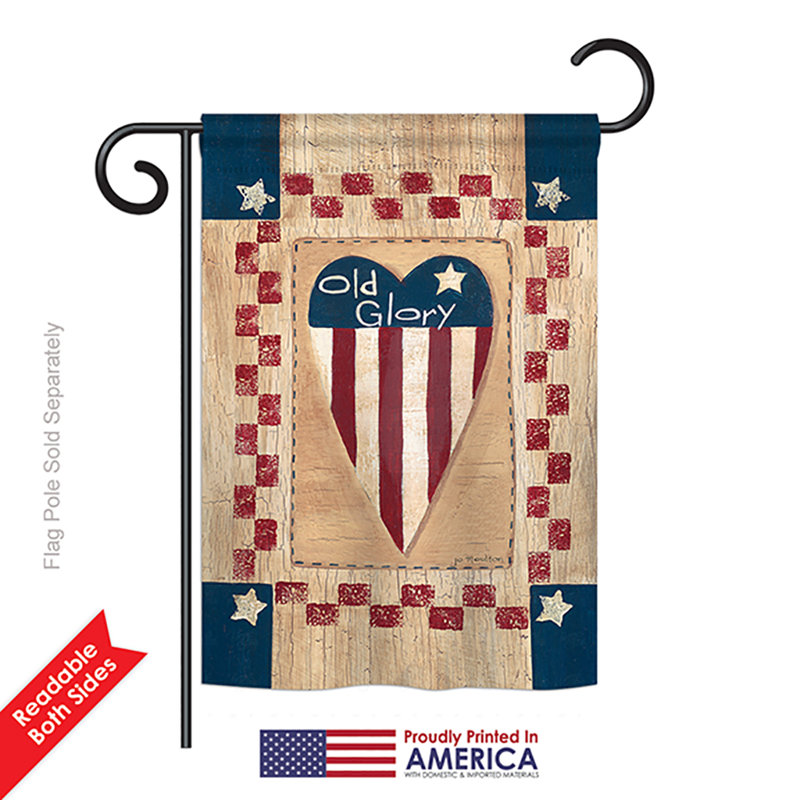 Drapeau de jardin en polyester 19 x 13 po Haygazn Old Glory Heart