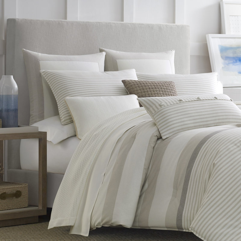 Full Tan Cotton Reversible Comforter Set with Shams