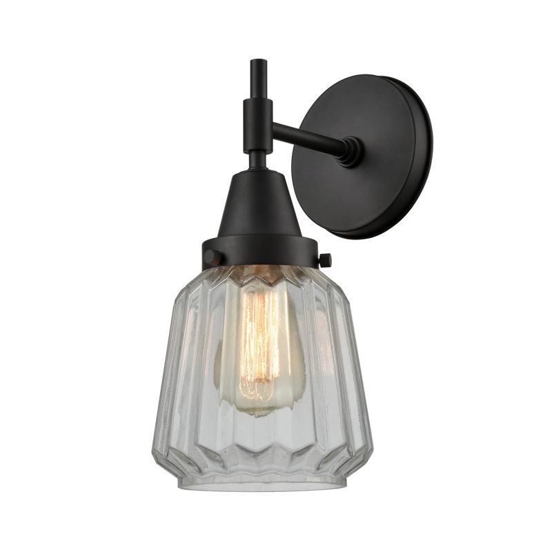 Gayle Armed Sconce, Matte Black, Clear, Incandescent