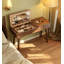 Coiffeuse de style Mid-Century en bois d'hévéa massif avec plateau rabattable, miroir dissimulé et grand espace de rangement
