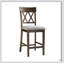 Light Oak Finish Counter Height Chairs Set of 2 with Padded Seats and Double Cross Back for Comfortable Dining
