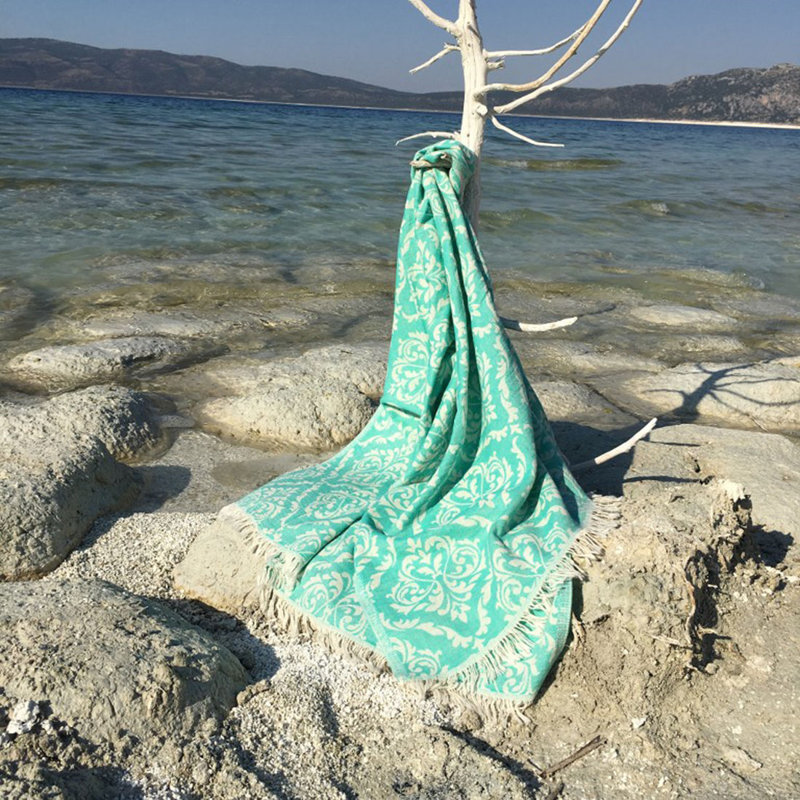 100% Cotton Fouta Beach Towel, Green, 35.4 x 67.0 inches | High Water Absorbent, Soft & Lightweight at 7.6 oz/sq yd | Machine Washable, Perfect for Beach, Pool, and Spa | Premium Quality Towel for Ultimate Comfort