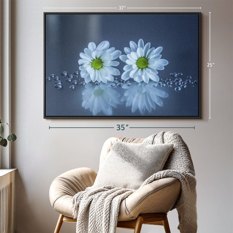 Impression sur toile de marguerites blanches, H 25 po x l 37 po