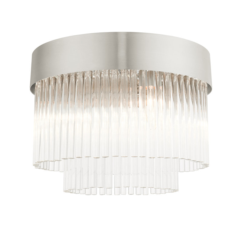 Plafonnier encastré 4 lumières Bamey, Nickel brossé
