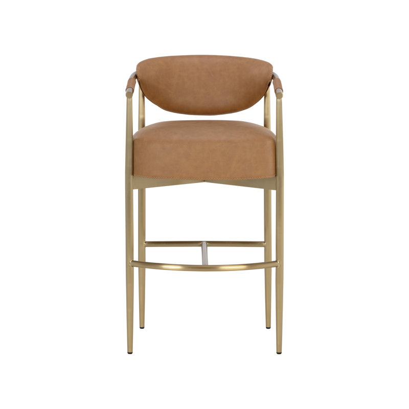 Heloise Barstool - Milliken Cognac, Brown, Bar Stool (30.25” Seat Height)