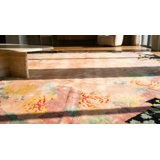 Coral Chinese - Art Deco Antique Wool Knotted 1920s Room Size Rectangle Rug
