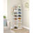 8 Tiers Vertical Shoe Rack, Narrow Shoe Tower, Tall Shoes Shelf with 2 Hooks, Adjustable Shelves, Corner Shoes Shelves for Small Spaces, Entryway, Living Room, White-1368220202-1357431767