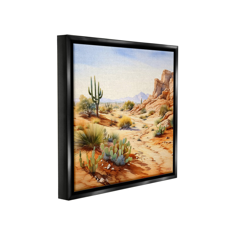 "Scenic Desert Plateau" par RB sur, H 18 po x l 18 po, Cadre flottant noir de jais
