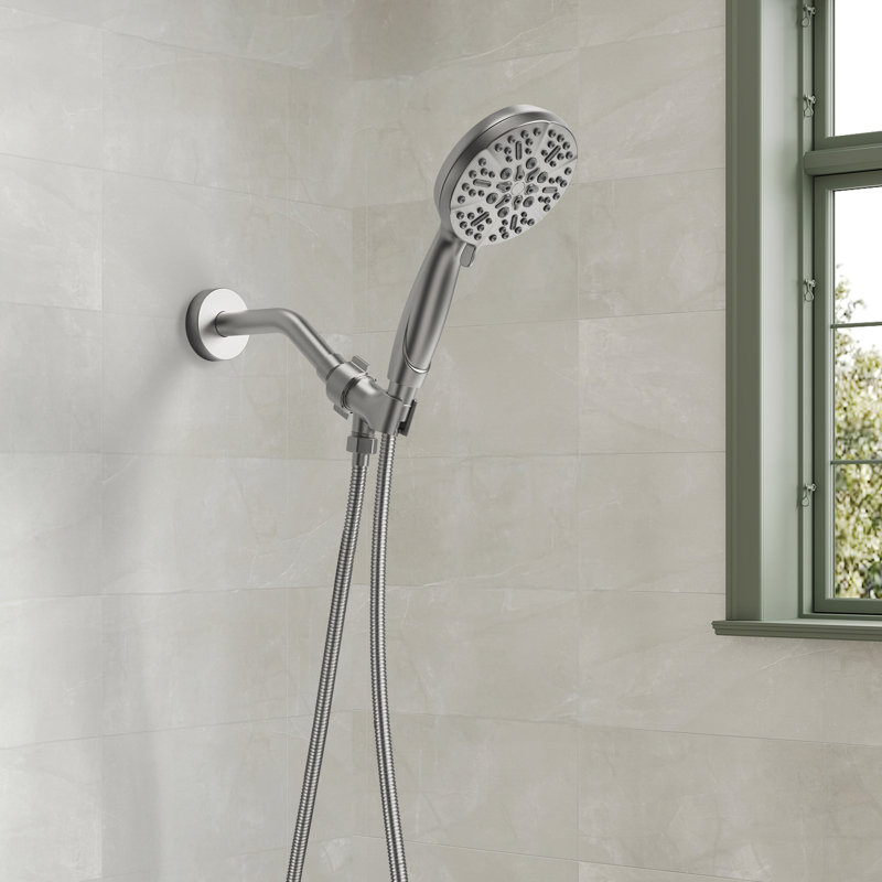 Pomme de douche à main haute pression avec boyau de douche 59 po et bras de douche, Nickel brossé