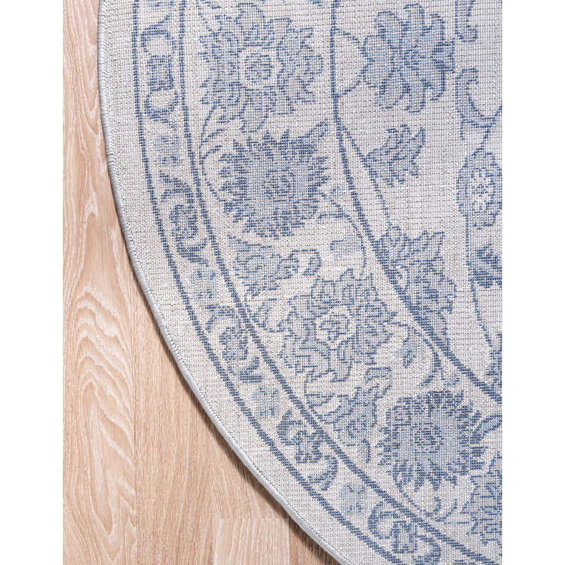 Tapis traditionnel urbain de couleur crème, Rond 7 pi 10 po