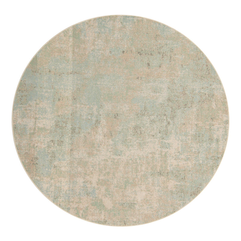 Brown/Teal Area Rug, Round 7'