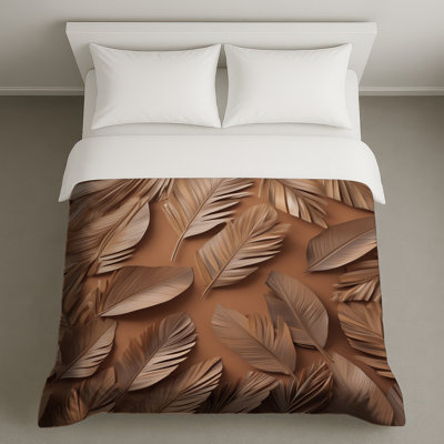 Brown Palm Leaves Duvet Covers
