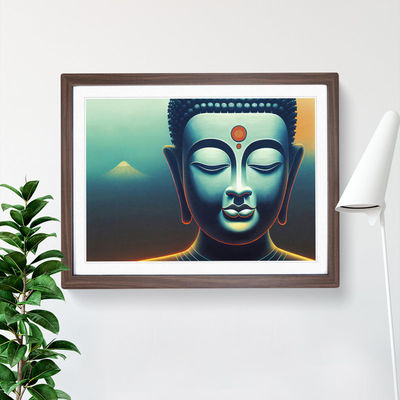 Cool Buddha - Framed Print, 25cm H x 34cm W x 2cm D, Walnut