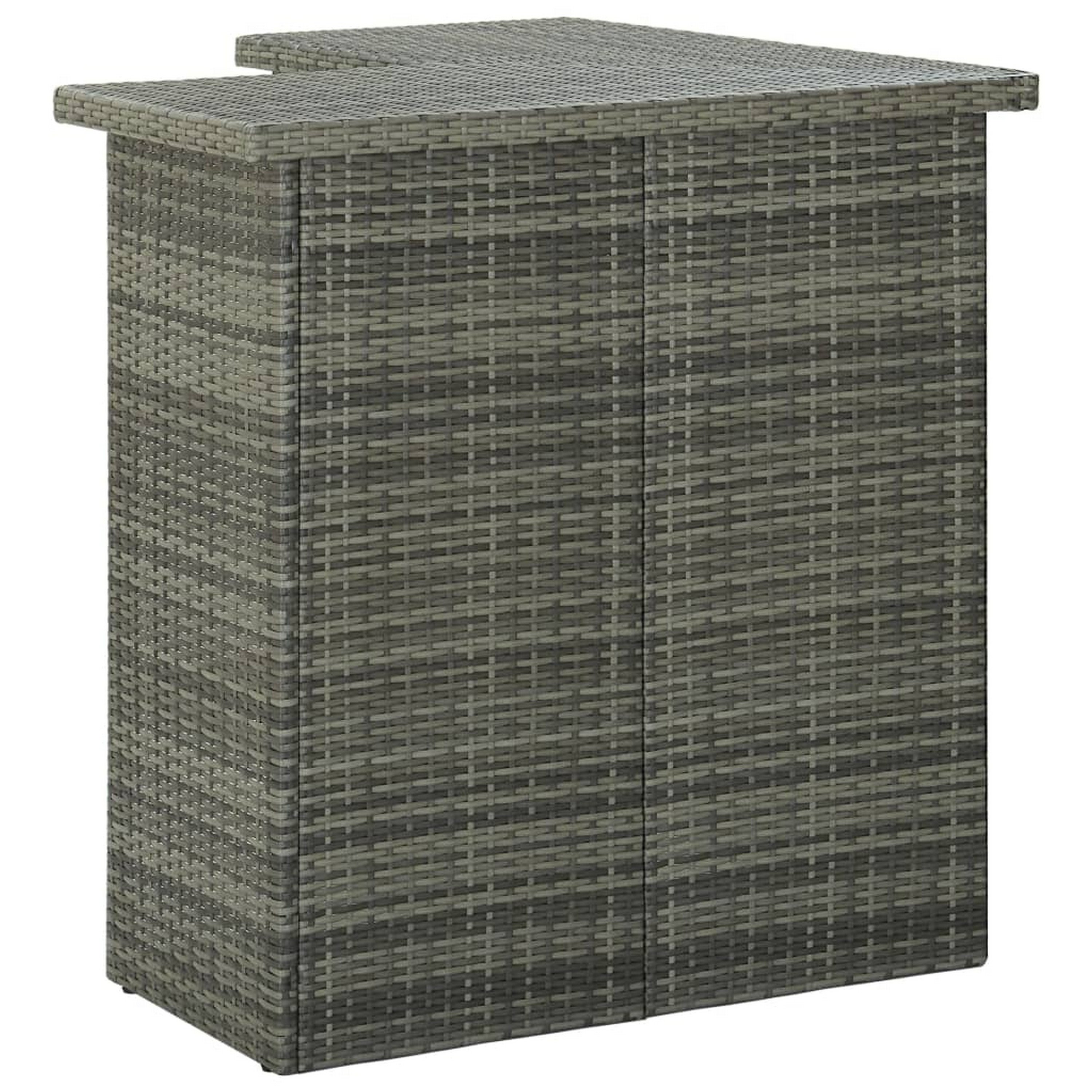 Benjara Shiro Outdoor Modular Corner Bar Table, 3 Shelf, Gray Rattan, 41 Inch | Wayfair