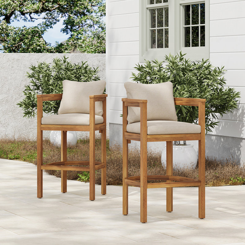 Tabouret de bar d'extérieur en bois, Teck